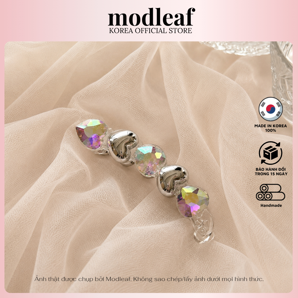Kẹp tóc dọc dáng kẹp chuối lấp lánh Modleaf Prism Heart Banana Clip Hàn Quốc