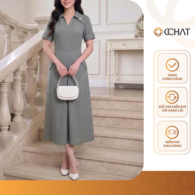 Đầm Nữ 𝐂𝐂𝐇𝐀𝐓 Dáng Xòe Alessia 26 Charm Cài Trang Trí Chất Liệu Tuytsi Mềm Mại 16VNS2022XT