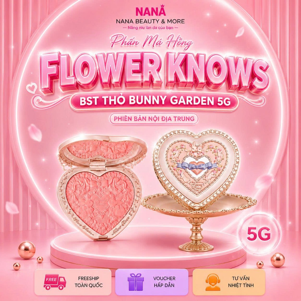 NEW - Phấn Má Hồng Flower Knows BST Thỏ Bunny Garden 5G - Nana Shop