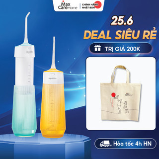 Máy tăm nước cầm tay mini gấp gọn Maxcare Max456p, tần số 1600 nhịp/ phút, 3 chế độ làm sạch chống nước IPX7, BH 12T