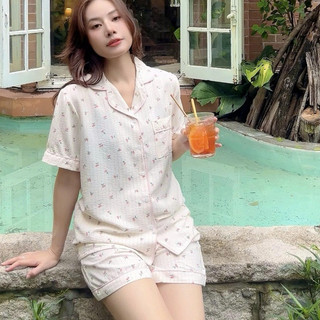 VIBES Pijama ngắn phom rộng đũi cotton Sweetheart & Cherie Py Set mặc nhà thoáng mát, thoải mái