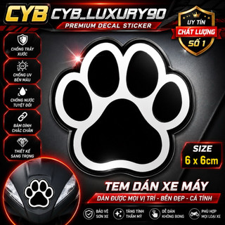 Tem Sticker Dấu Chân Mèo Dán Trang Trí Xe Máy, Xe Điện & Chất Liệu UV DTF - Kháng Nước - Bền Màu [CYB]