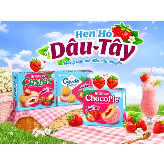 Bánh ChocoPie / Custas / Goute Orion vị Dâu Tây mới