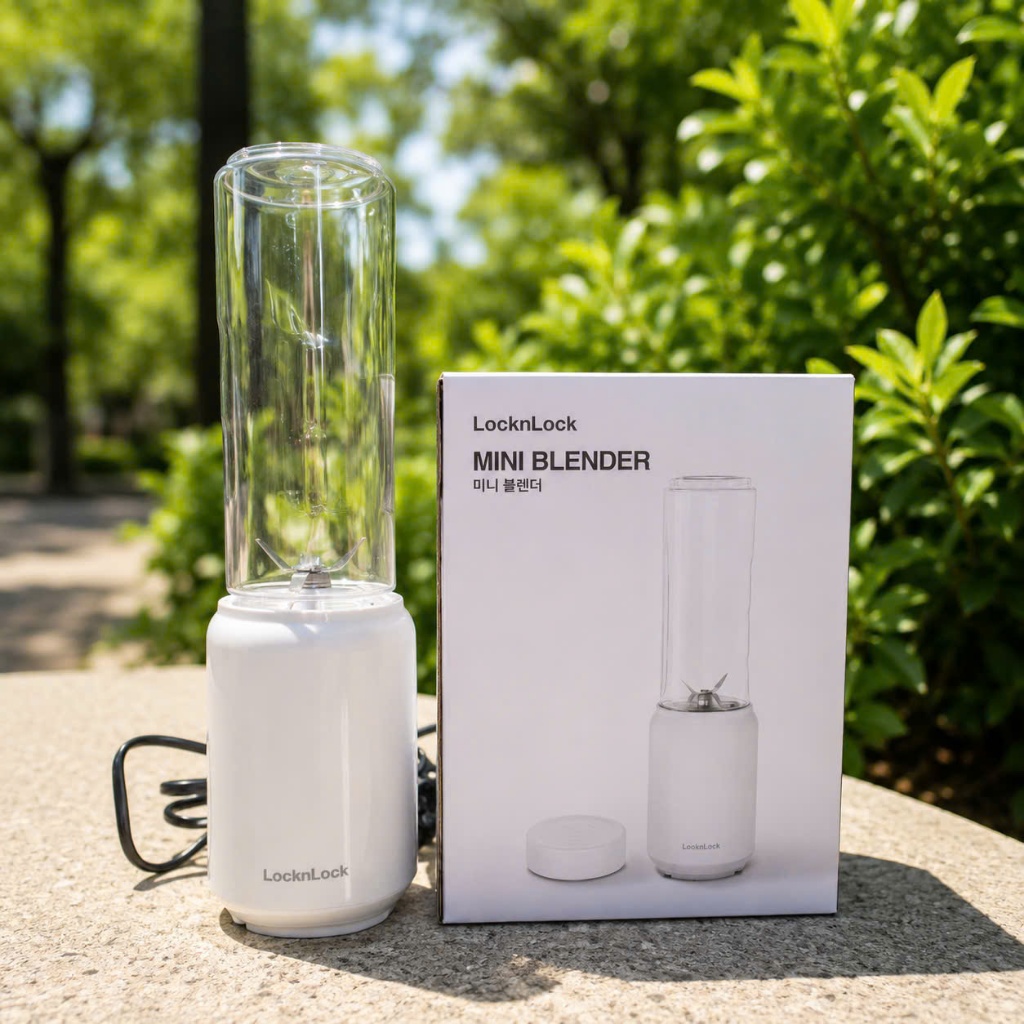 Máy Xay Sinh Tố Mini LocknLock 280ml Lưỡi Xay Sắc Bén Công Suất 150W Chính Hãng EJM433WHT