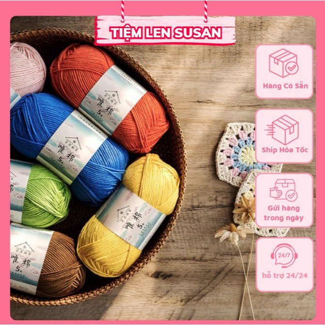 Len Susan Family 5 -100g (81 màu) Len đan/móc đa dụng, Hiệu Susan5 ,SS5