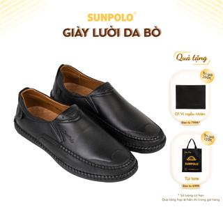 Giày lười nam Da bò cao cấp SUNPOLO đi làm MOI011 Có Big size 44 45