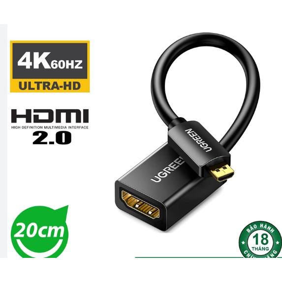 Cáp chuyển Micro HDMI to HDMI (âm) Ugreen 20134