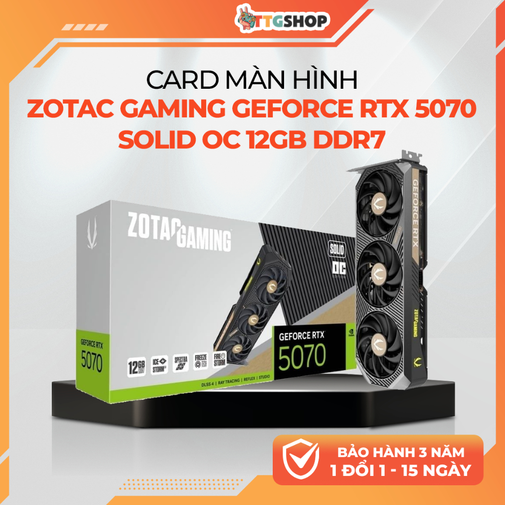 VGA ZOTAC GAMING RTX 5070 SOLID OC 12GB GDDR7 - Card Màn Hình Gaming