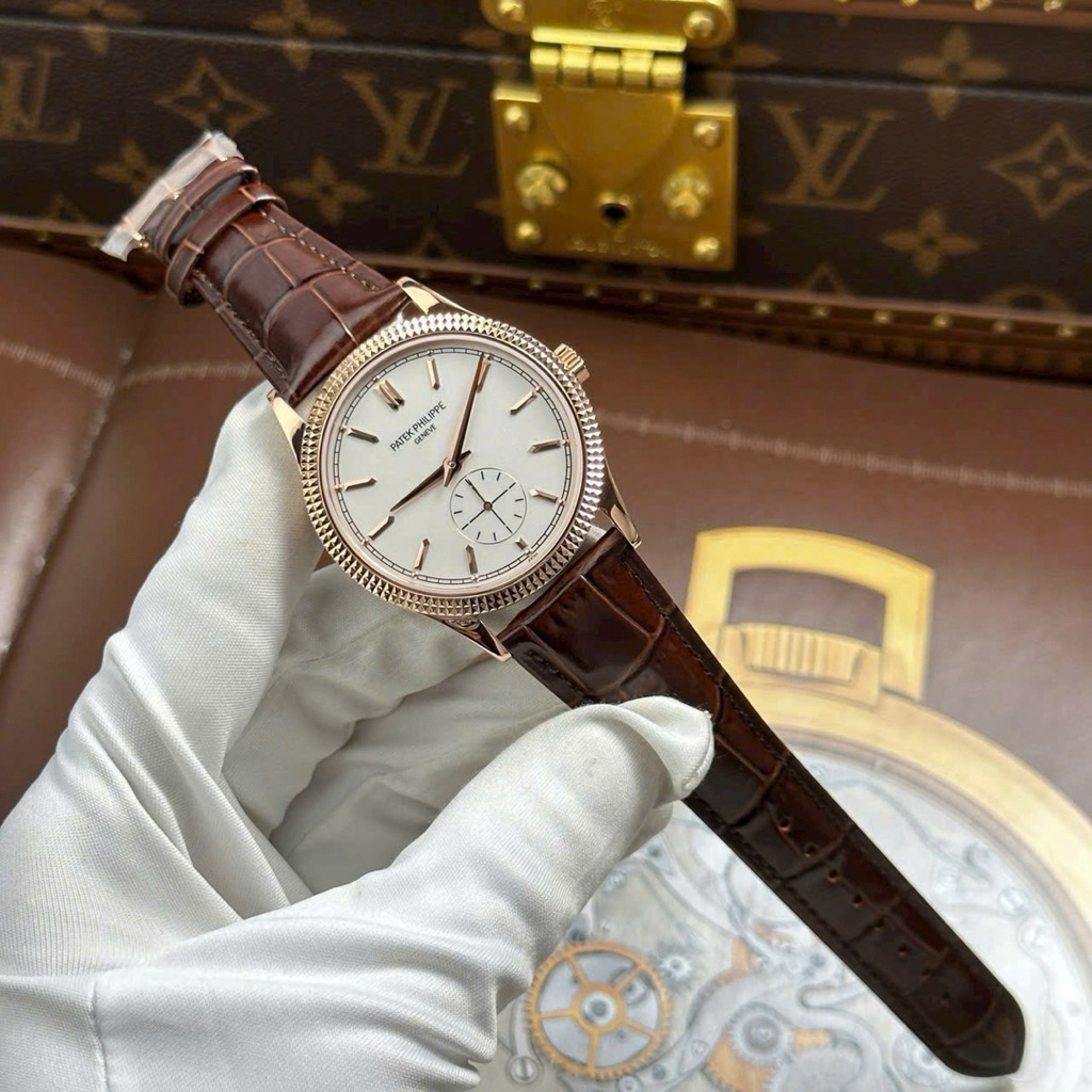 Đồng hồ Patek Philippe Rep 11 Calatrava 6119R mặt trắng vỏ mạ vàng hồng 39mm