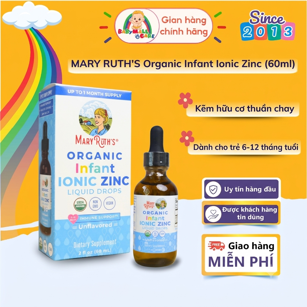 Babymall & Care | Dung Dịch Nhỏ Giọt Mary Ruth’s Organic Infant Ionic Zinc 60ml Bổ Sung Kẽm Cho Bé