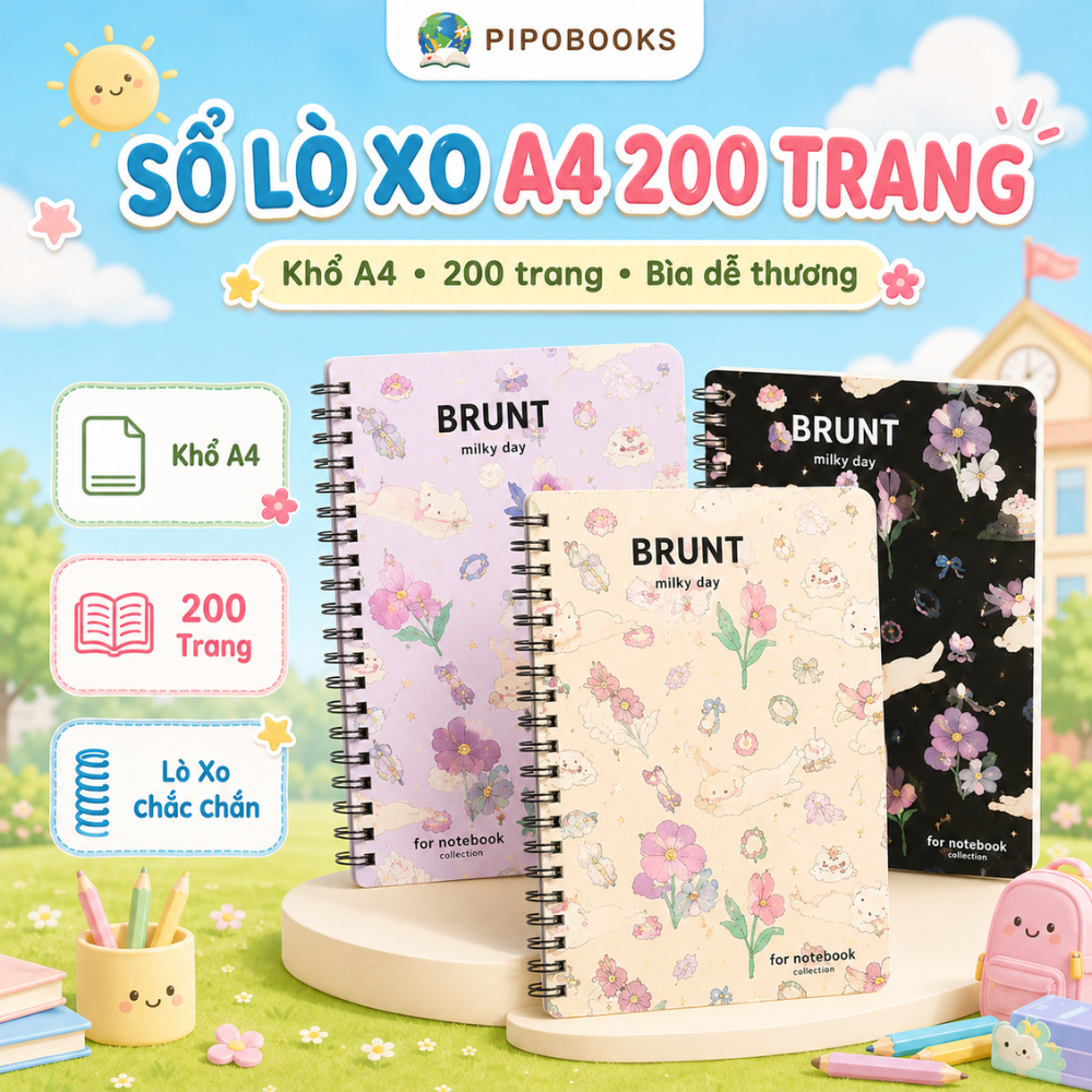 Sổ lò xo A4 200 trang LADY CAT gáy lò xo cao cấp