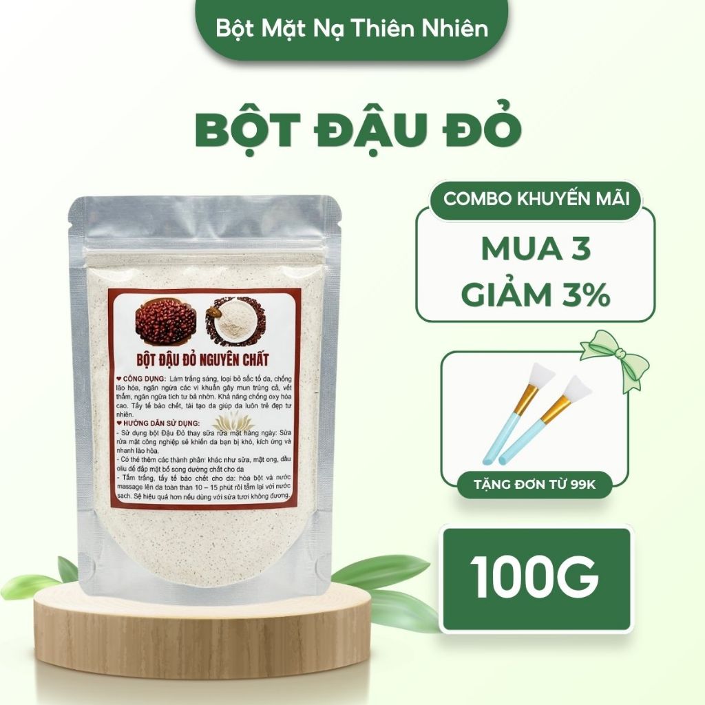 [TẶNG QUÀ] 100G Bột đậu đỏ nguyên chất đắp mặt trắng da - Bột mặt nạ thiên nhiên