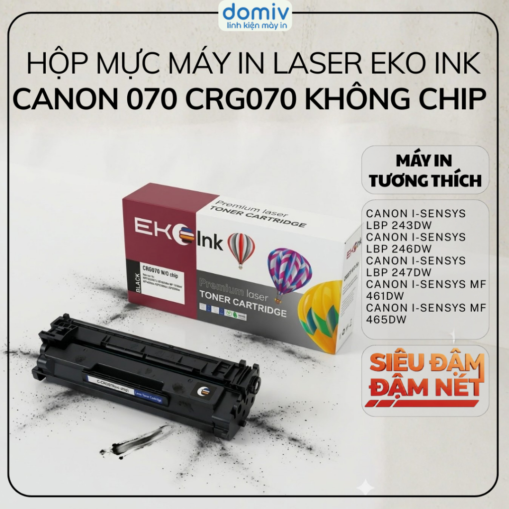 Hộp Mực Máy In Laser Eko Ink Canon 070 CRG070 Không Chip Cho Canon LBP243DW LBP246DW LBP247DW MF465D