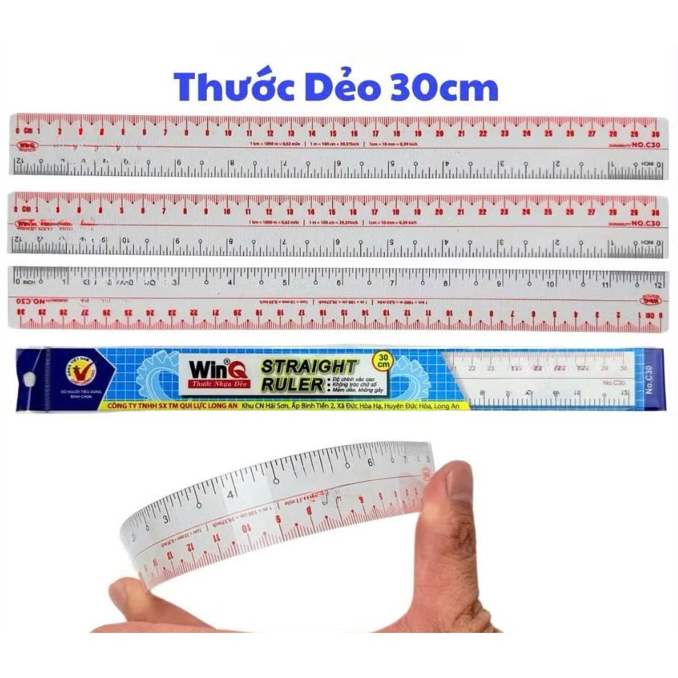 (Combo 10 cây) Thước kẻ dẻo WinQ 30cm - Thước nhựa dẻo 30cm