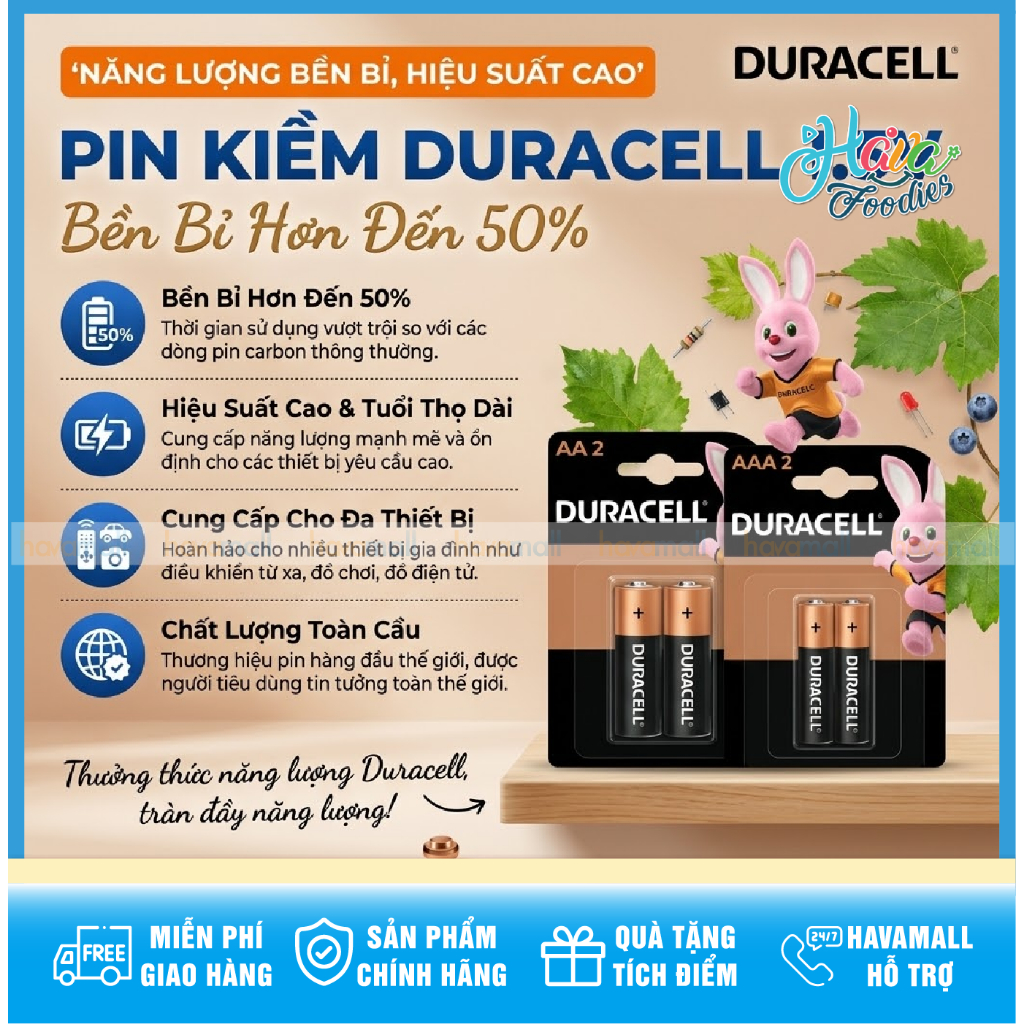 Pin Duracell Kiềm Cao Cấp AA / AAA Vỉ 2 Viên – Duracell Premium Alkaline Battery 2 Packs