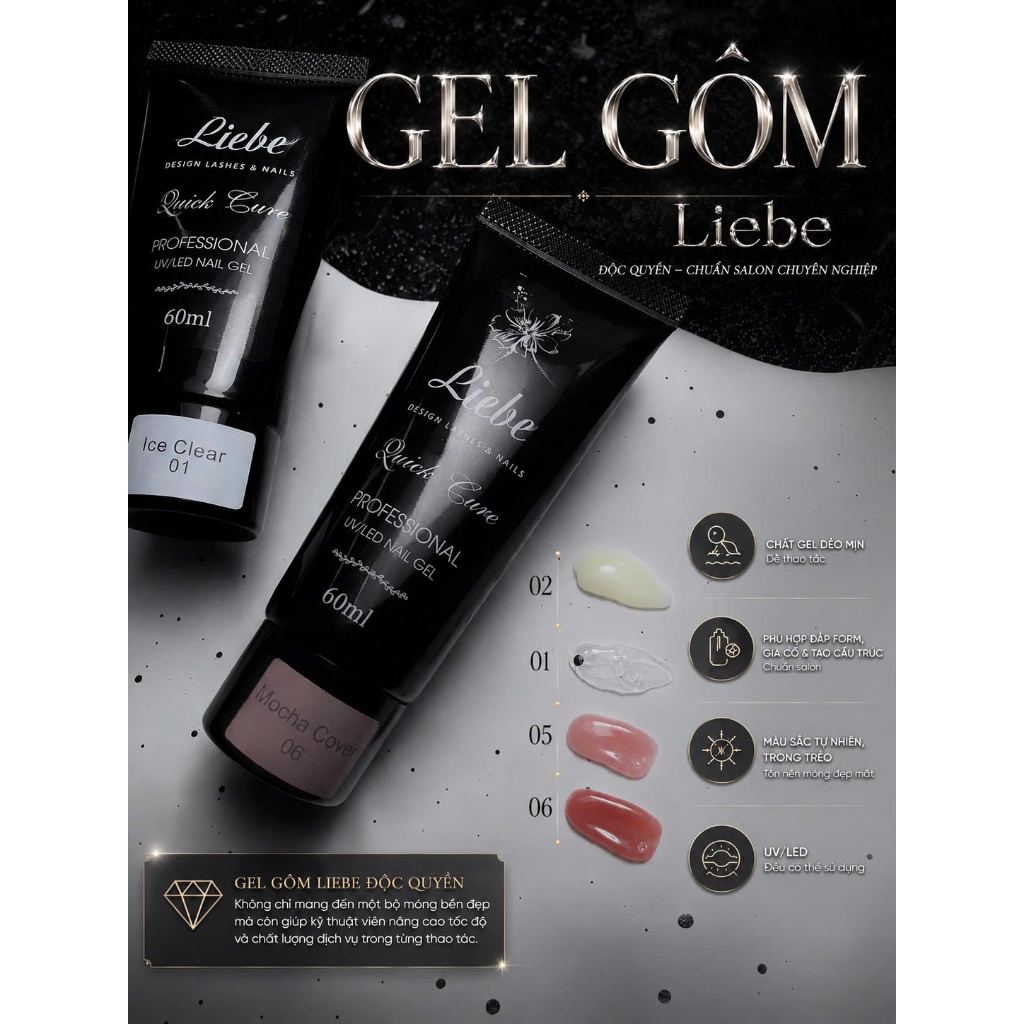 Tuýp Gel Gôm Đắp Móng 60ml