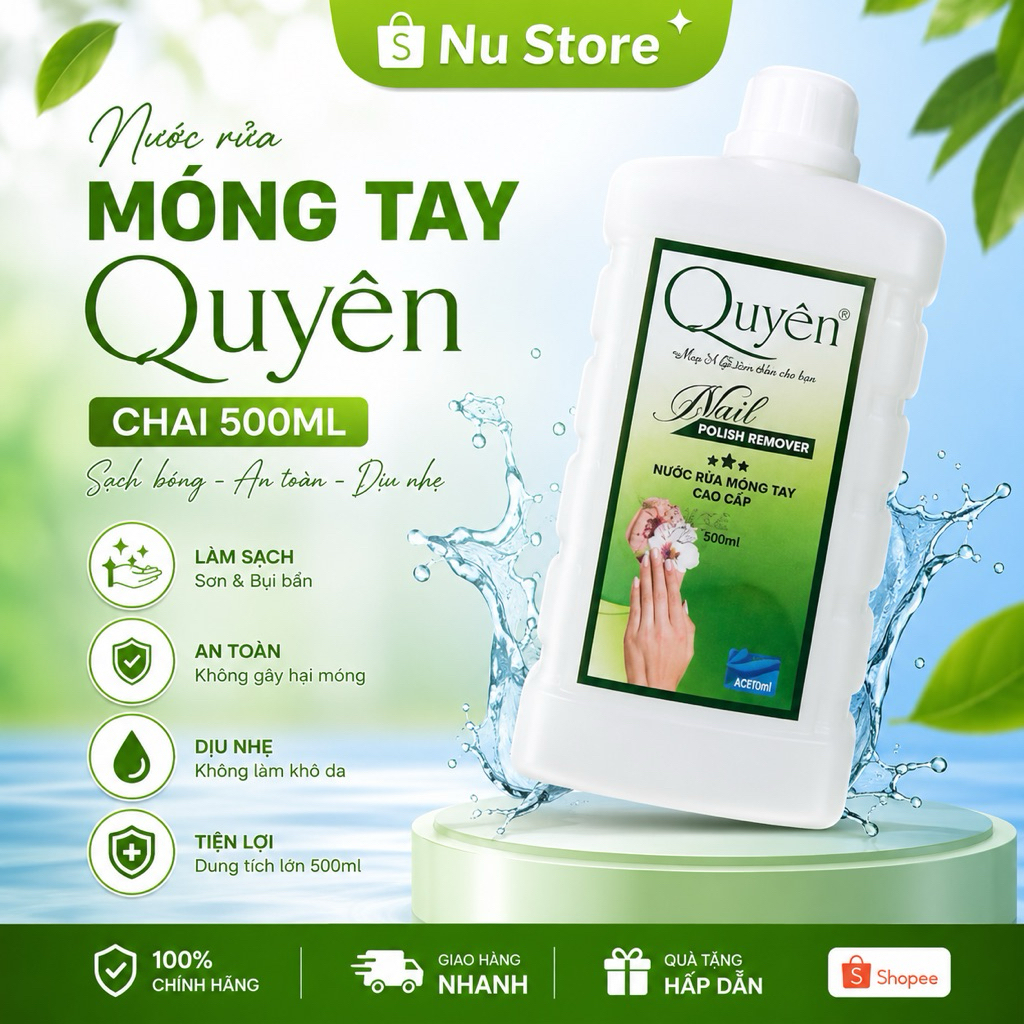 Nước rửa móng Quyên, Axeton lau móng, ủ gel 500ml