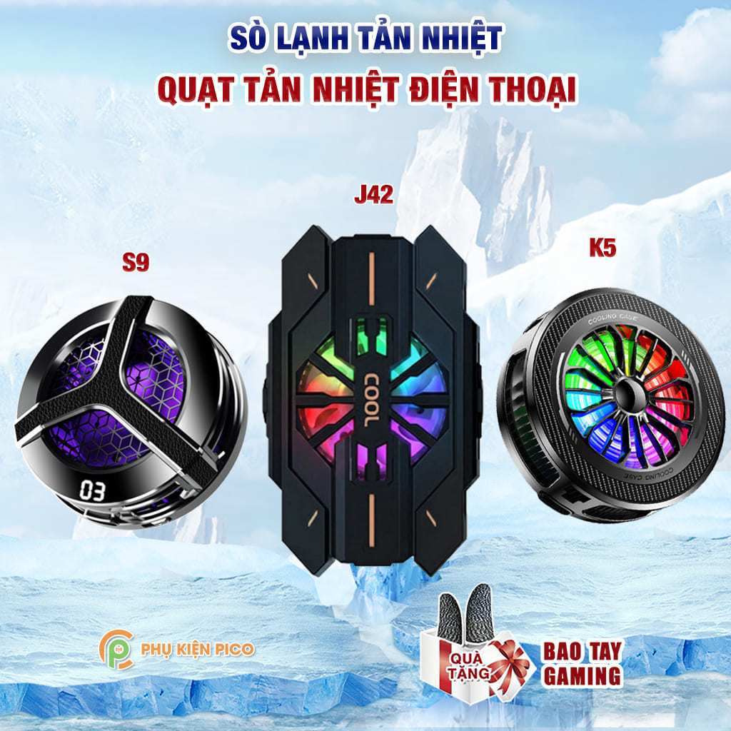 Quạt tản nhiệt điện thoại S2 / S9 / K5 / C90 / J42 sò lạnh siêu rẻ giảm nhiệt nhanh Led RGB Gaming