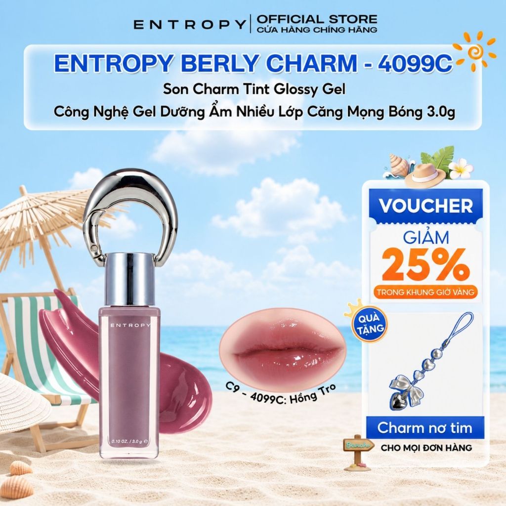 ENTROPY Beryl Charm- 4099C Son Charm Tint Glossy Gel Công Nghệ Gel Dưỡng Ẩm Nhiều Lớp Căng Mọng Bóng