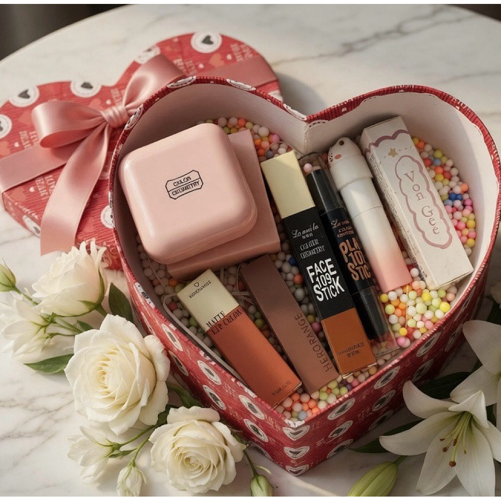 COMBO QUÀ TẶNG Ý NGHĨA CHO BẠN GÁI - COMBO QUÀ MAKEUP TRÁI TIM
