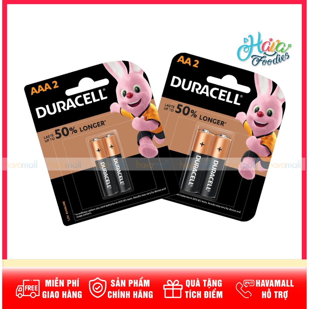 Pin Alkaline Duracell AA / AAA Chính Hãng Vỉ 2 Viên – Duracell Long Lasting Battery 2 Packs