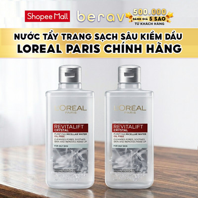 [MINISIZE] Combo 2 Nước tẩy trang đa năng 3-in-1 L'Oreal Paris Crystal Revitalift Micellar cho da dầu mụn 95mlx2
