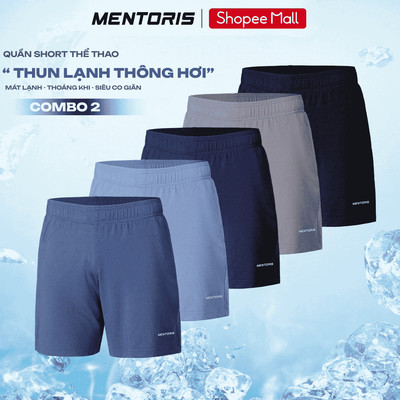 COMBO 2 Quần Short Thể Thao Nam MENTORIS, Vải Thun Lạnh Thông Hơi, Thoáng Mát, Siêu Co Giãn CB2.MASR25S002