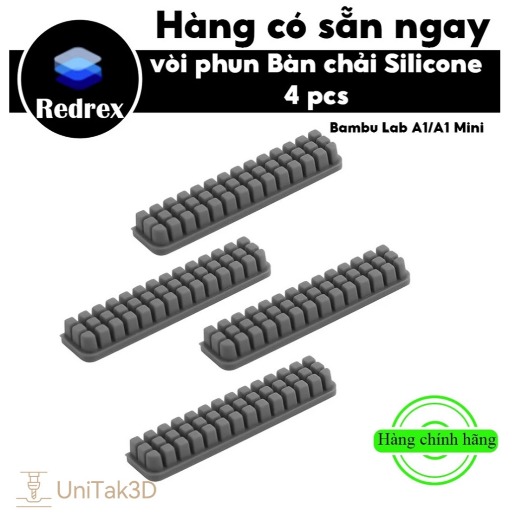REDREX Máy in 3D Bambu Lab for A1/A1 Mini Bàn chải silicone vòi phun-4 pcs Công cụ làm sạch Heatbed 