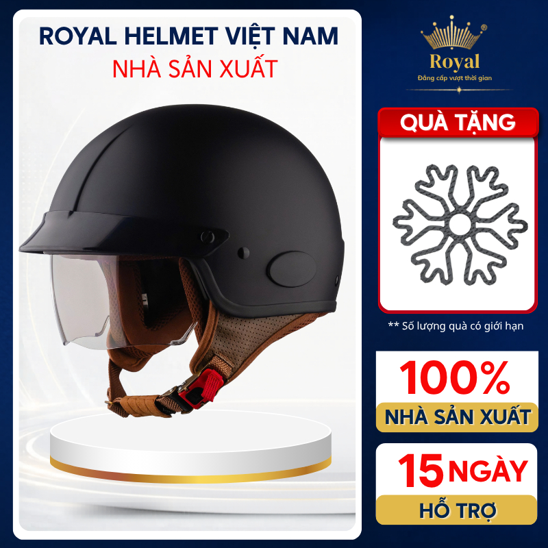 Mũ Bảo Hiểm Royal Chính Hãng M199 Kính Âm Nửa Mặt Chắn Gió Cho Nam Nữ Royal Helmet VietNam