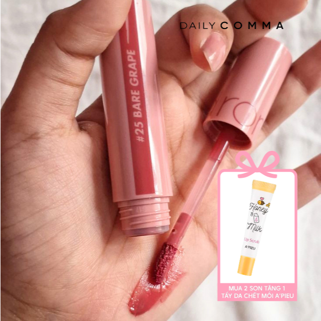(Chính Hãng Romand) Son Romand Juicy Lasting Tint Màu 25 Bare Grape Hồng Nude