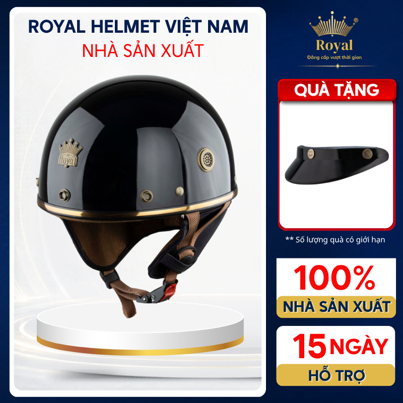 Mũ Bảo Hiểm Royal M379 Tặng Kèm Lưỡi Trai Ốp Da Che Nắng Royal Helmet VietNam