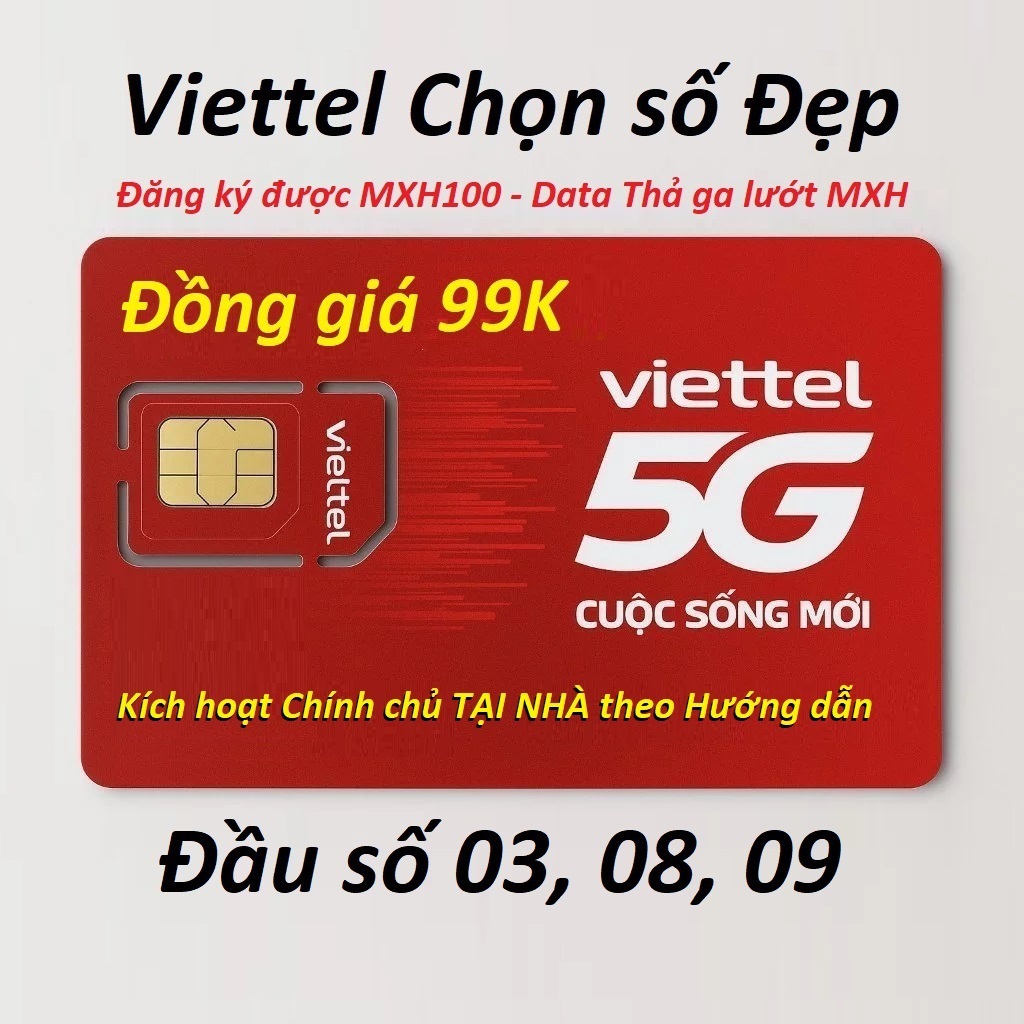 Sim Viettel 4G nguyên kít tự đăng ký thông tin có ưu đãi data