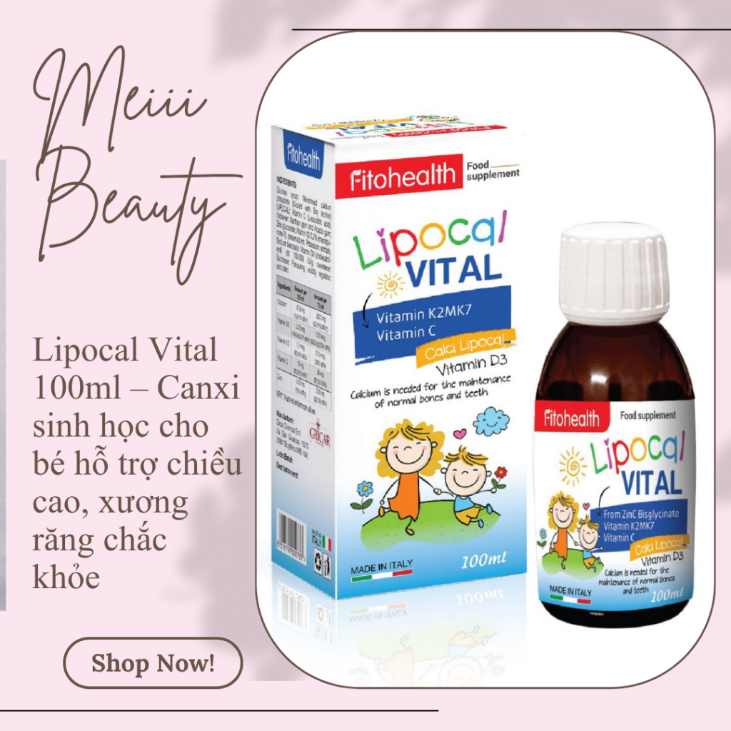 Lipocal Vital 100ml – Canxi sinh học cho bé hỗ trợ chiều cao, xương răng chắc khỏe