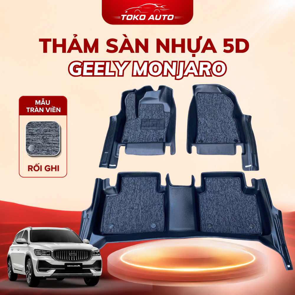 Thảm lót sàn NHỰA 5D xe GEELY MONJARO , geely monjaro Mẫu TPE Tràn viền bậc cửa, Dễ vệ sinh- Mẫu MĐ
