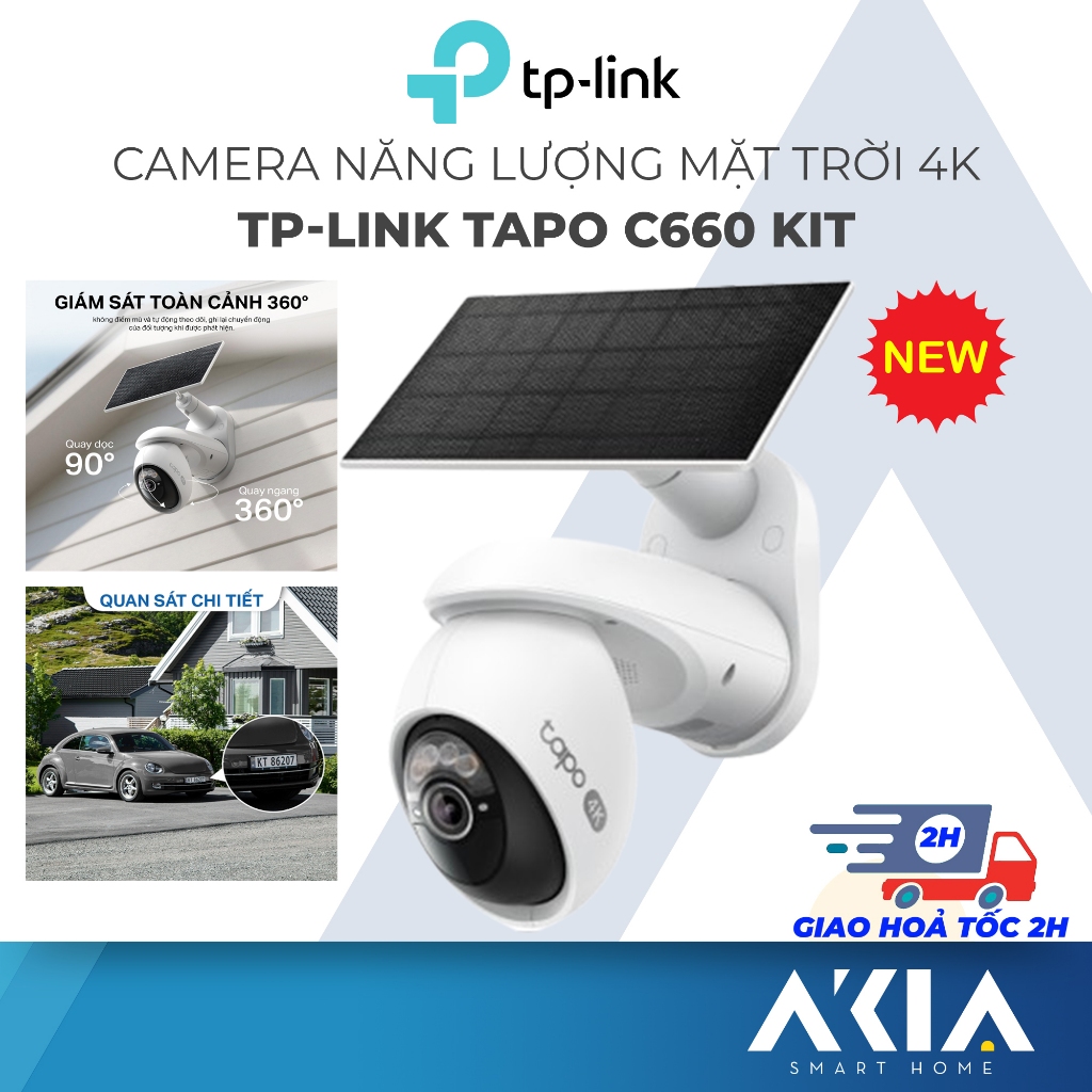 Camera Wi-Fi Ngoài Trời 4K TP-Link Tapo C660 KIT, PIN Năng Lượng Mặt Trời, AI Theo Dõi, Quay 360°