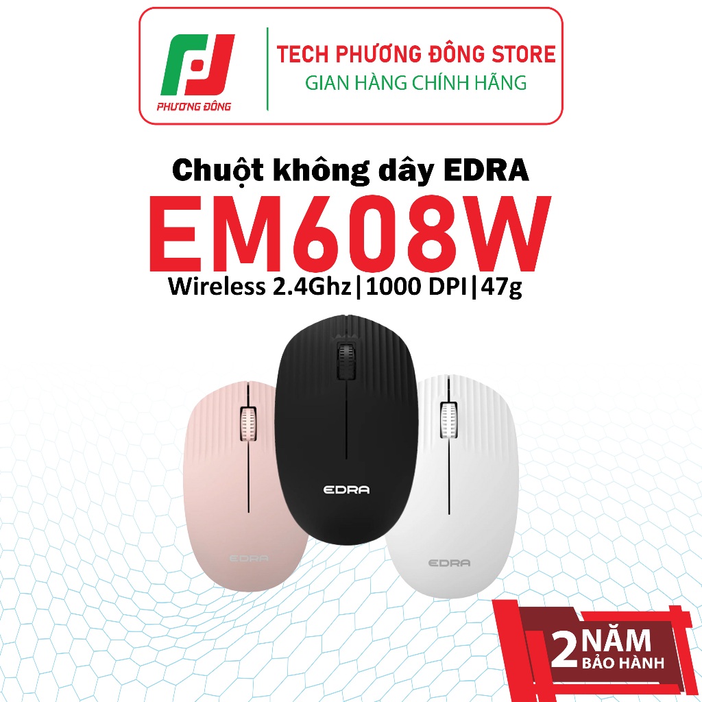 Chuột Không Dây EDRA EM608W Wireless 2.4Ghz 1000DPI 47g | Chính Hãng | Bảo Hành 24 Tháng