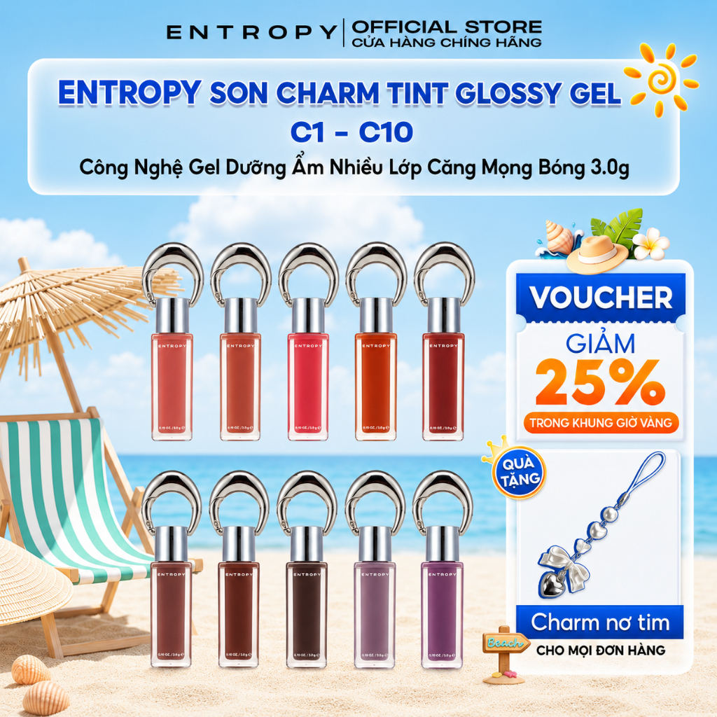 ENTROPY Son Charm Tint Glossy Gel Công Nghệ Gel Dưỡng Ẩm Nhiều Lớp Căng Mọng Bóng Như Makeup Filter 
