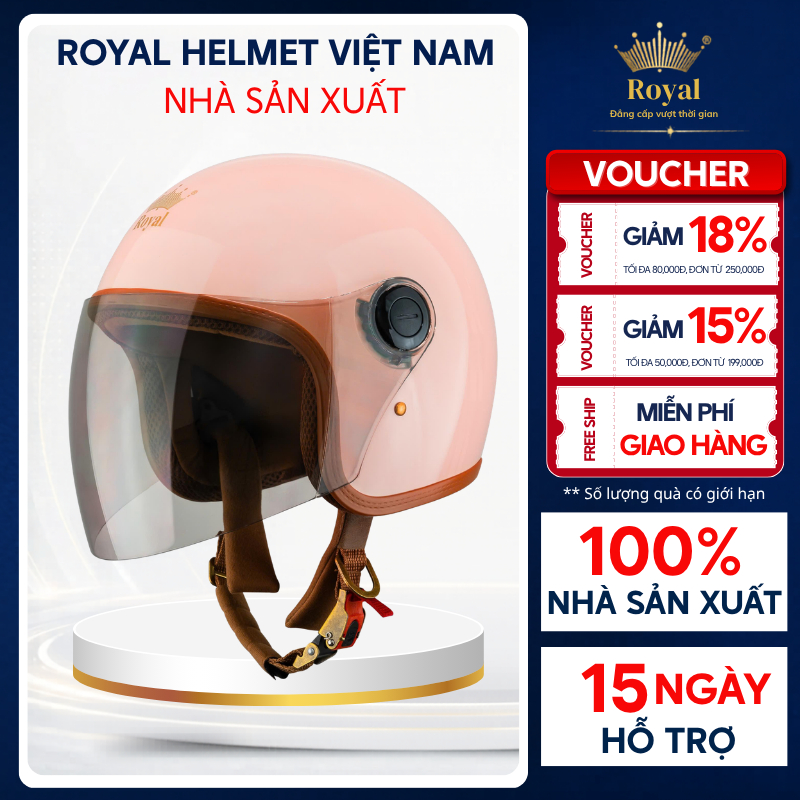 Mũ Bảo Hiểm Royal Chính Hãng M339, Nón Bảo Hiểm 3/4 Royal Có Kính An Toàn Royal Helmet VietNam