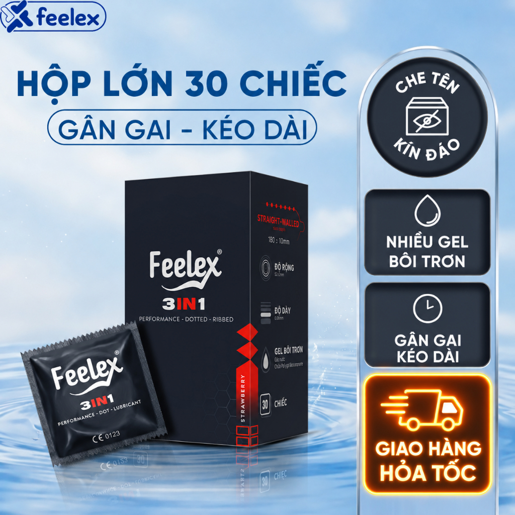 Bao cao su Feelex gân gai, nhiều gel, nhiều mùi hương