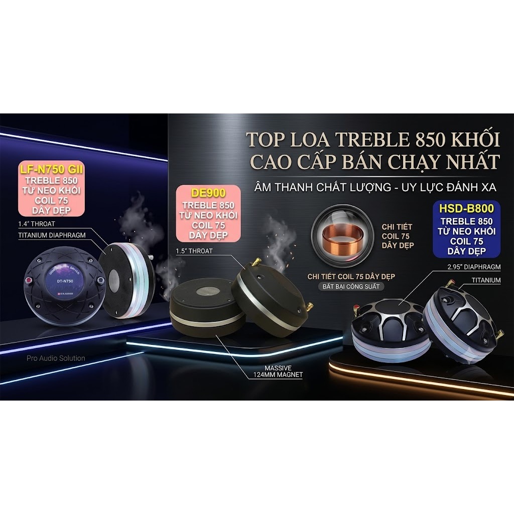 Loa treble rời 850 neo khối coil 75 - dây dẹp DE900, N751, BC900 - chất âm sáng, bền bỉ - 2 cái