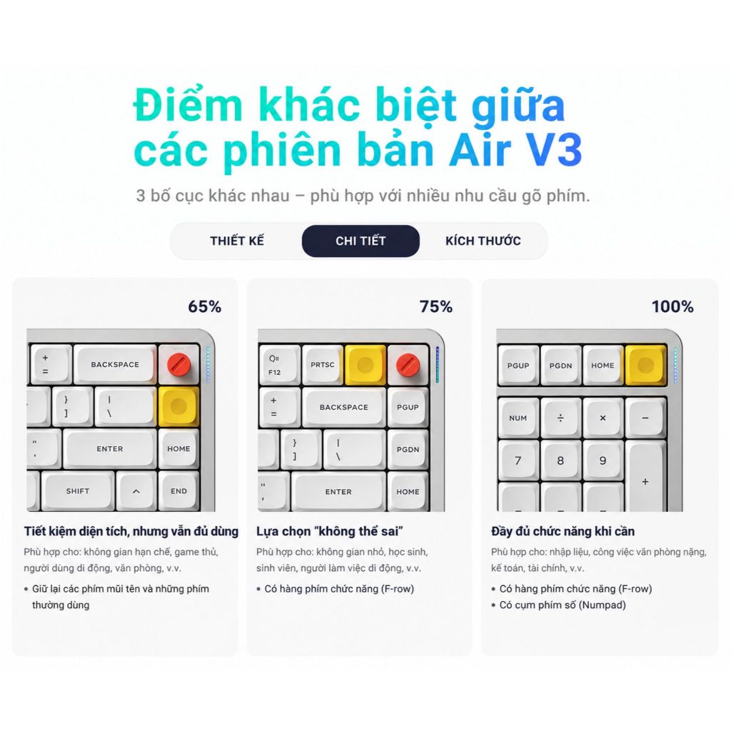 Bàn phím cơ NuPhy Air75 V3 | 84 phím | Nano Switch | Bluetooth / 2.4GHz / USB-C | Pin 4000mAh | RGB | BigBuy360 - bigbuy360.vn