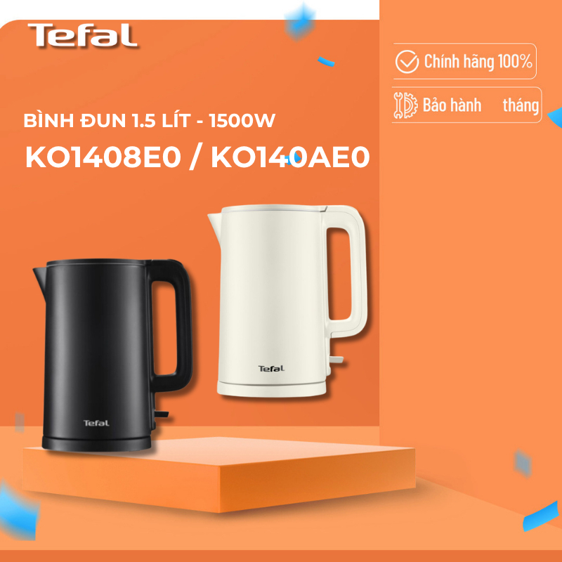 Bình đun siêu tốc Tefal 1.5L KO140AE0 - Trắng/ KO1408E0 - Đen - 1500W / BH 02 năm