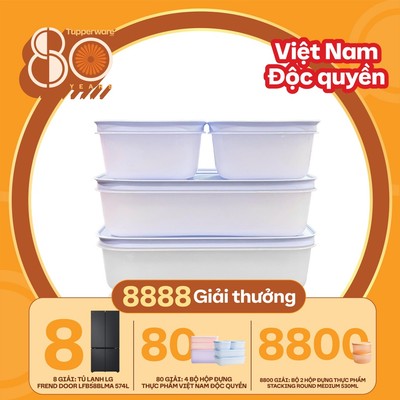 [VN] Bộ 4 hộp đựng thực phẩm Tupperware trữ đông Gen II 450ml và 1L