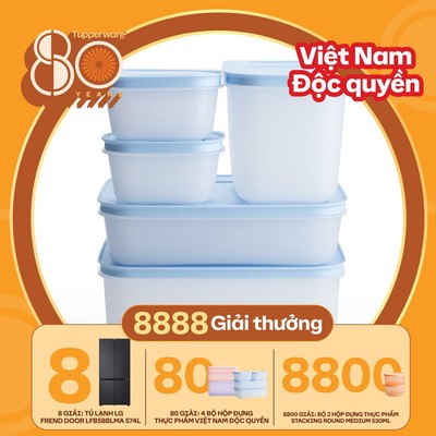 [VN] Bộ 5 hộp đựng thực phẩm Tupperware trữ đông Gen II 170ml, 1L, 1L1 và 2L5