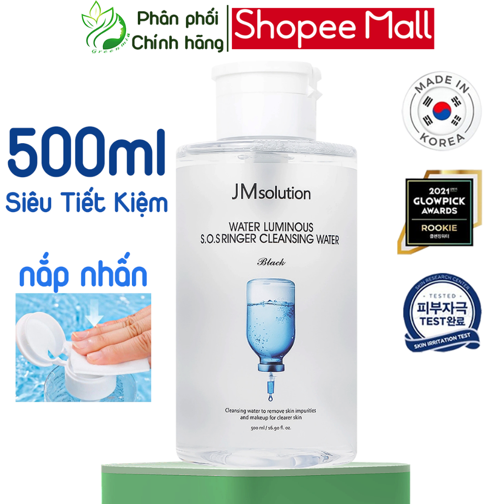 Nước Tẩy Trang JMsolution Water Luminous S.O.S Ringer Cleansing Water 500ml Làm Sạch Cấp Ẩm Cho Da