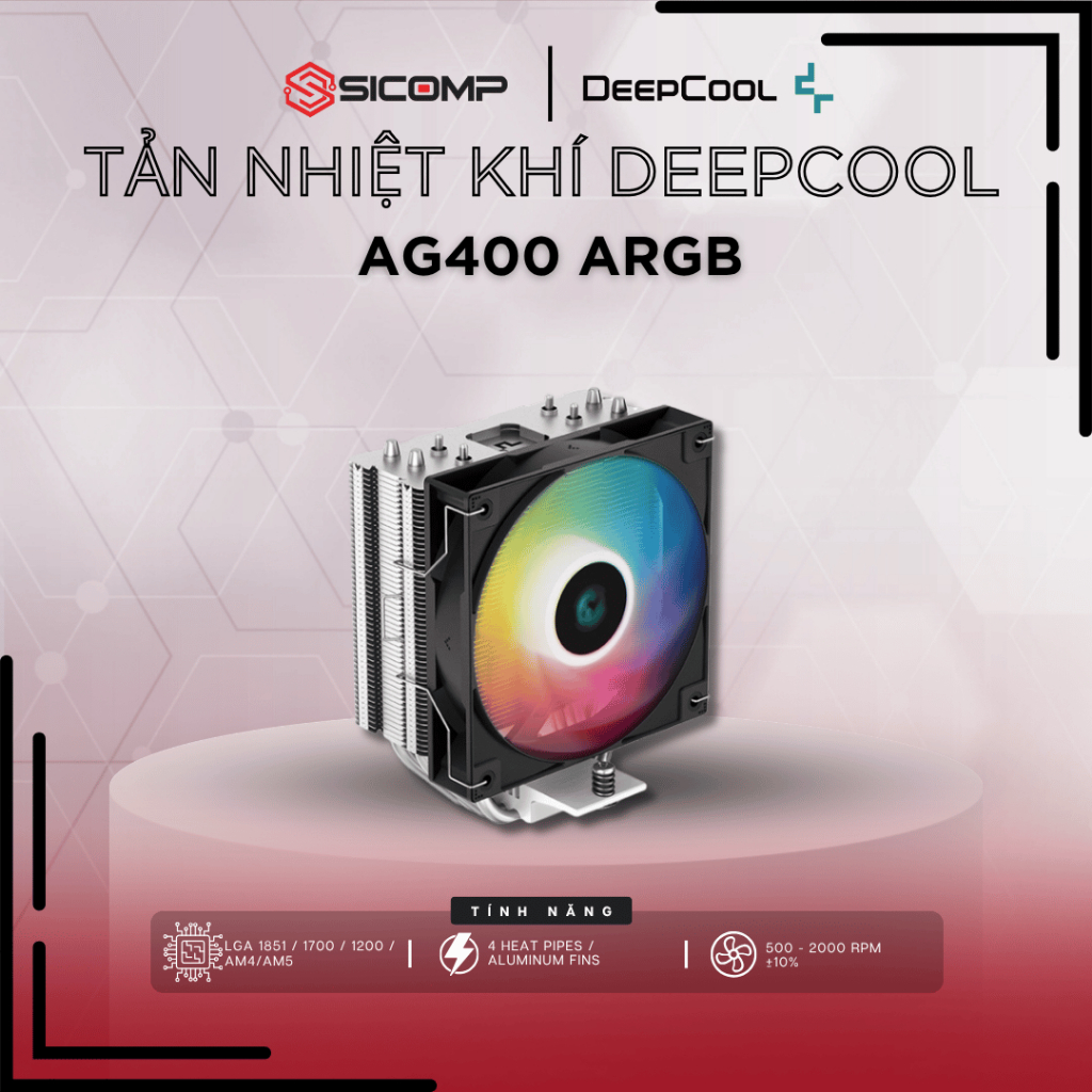 [FULL VAT] TẢN NHIỆT KHÍ DEEPCOOL AG400 ARGB, BH 1Y
