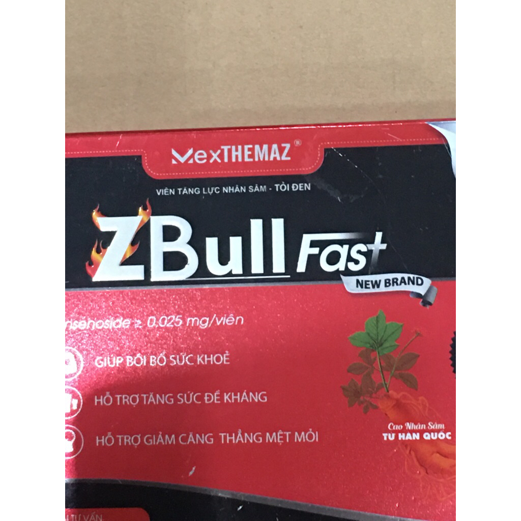 viên tăng lực nhân sâm - tỏi đen zbull fast new brand (nhân sâm hàn quốc, ginkgo biloba, linh chi, s