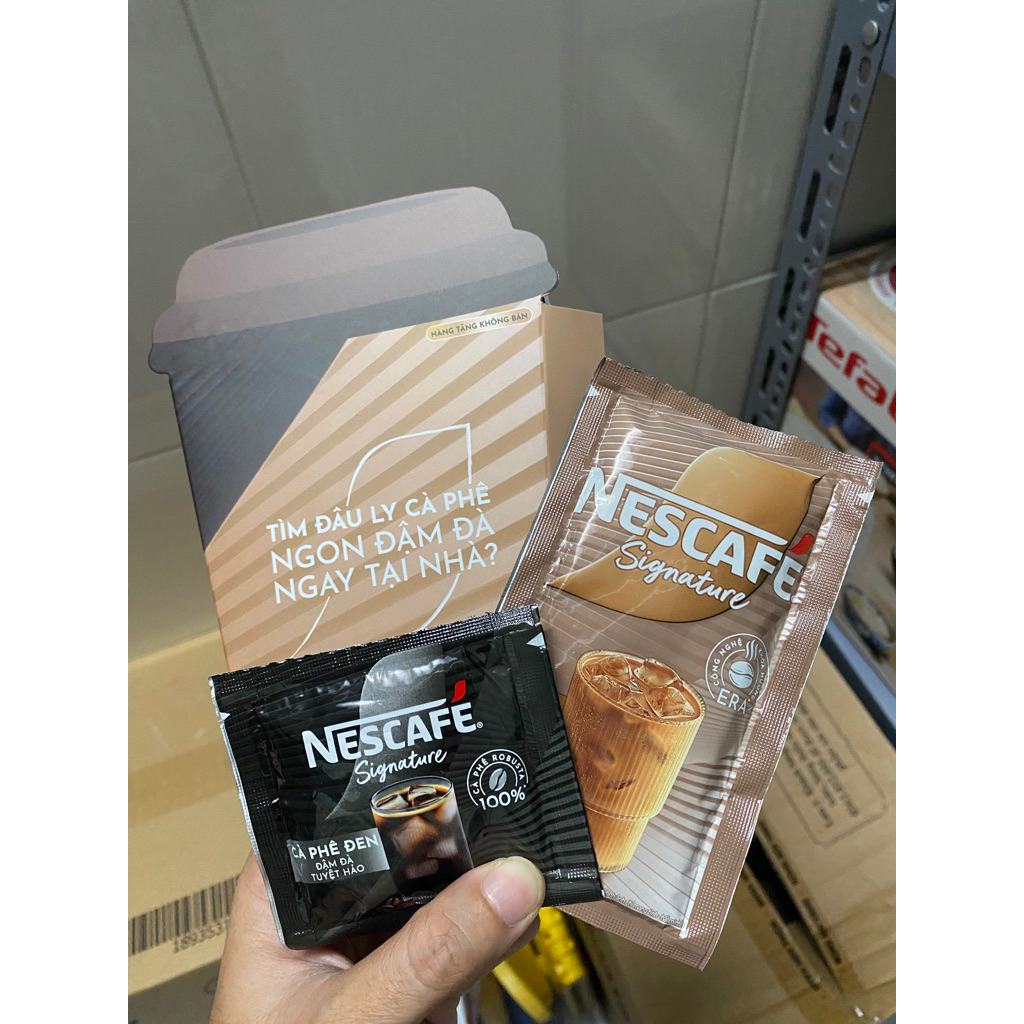Combo 10 gói mẫu thử cà phê Nescafé signature ( 5 gói đen + 5 gói cà phê sữa)