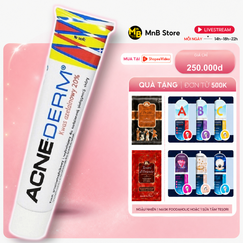 Acne Derm Kem giảm mụn Acnederm Azelaic Aicd 20% làm trắng da 20g