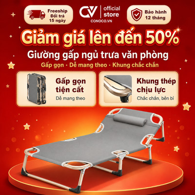 CONOCO Giường gấp ống tròn  dùng cho văn phòng ký túc xá phòng trọ gấp gọn tiện lợ